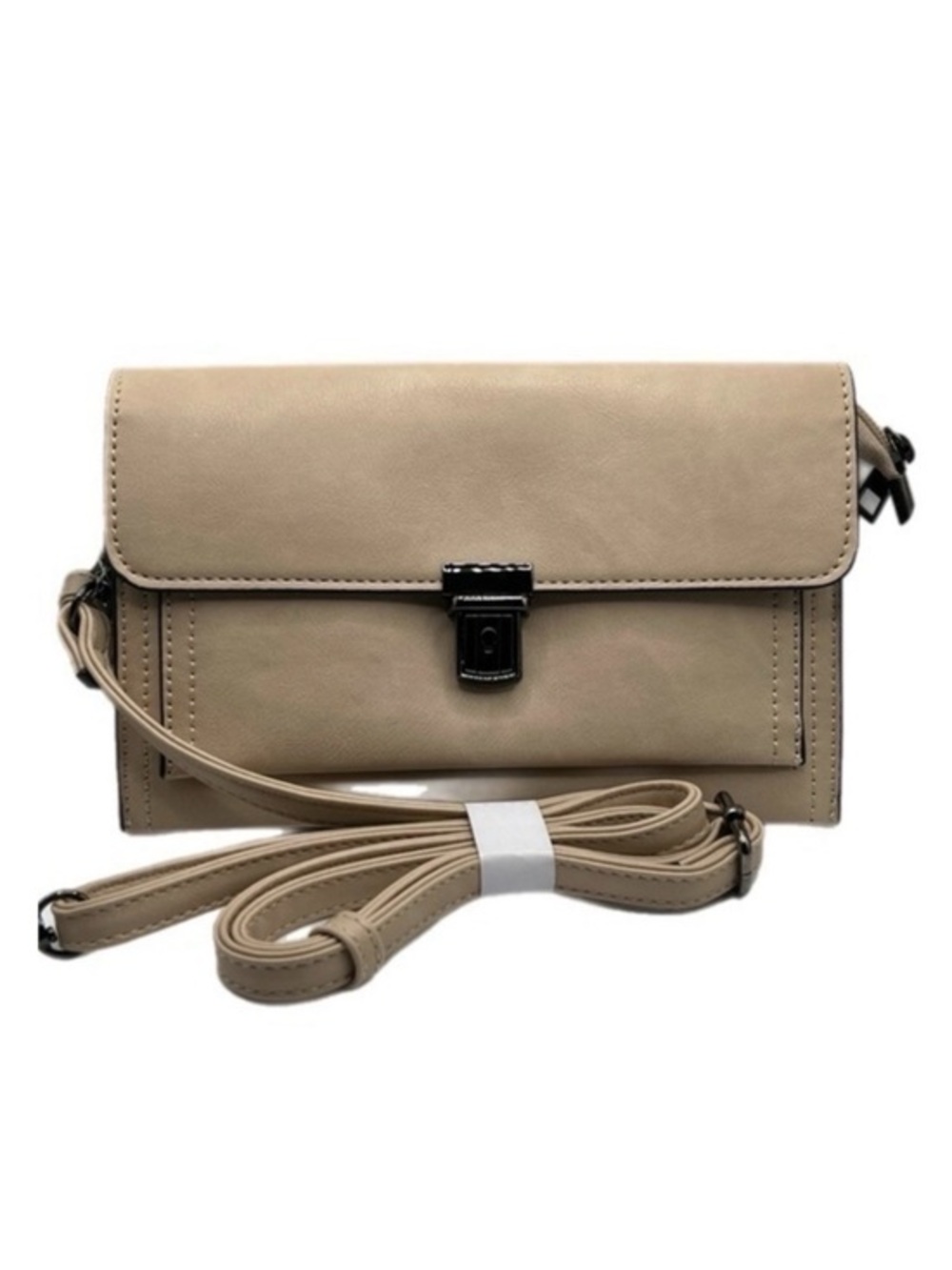 Tan Stylish Vegan Leather Clutch Crossbody Bag New With Tags